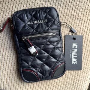 NWT MZ Wallace Black Quilted Micro Crossby